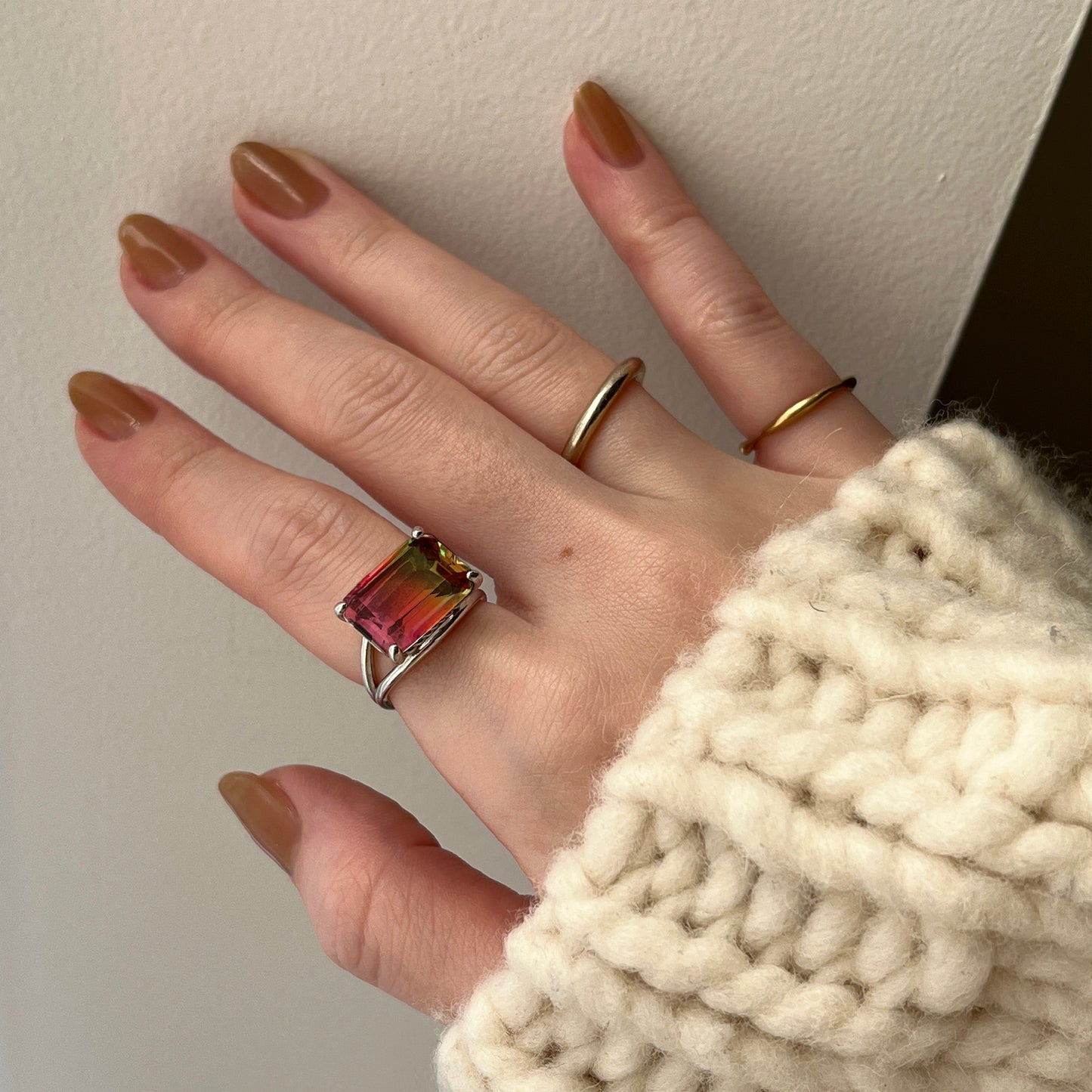 [ bicolor tourmaline WATERMELON ] reine silver - rectangle