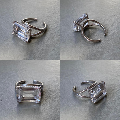 [ crystal ] reine silver - rectangle