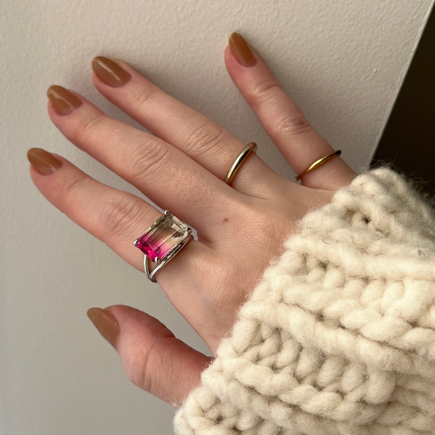 [ bicolor tourmaline UME ] reine gold - rectangle